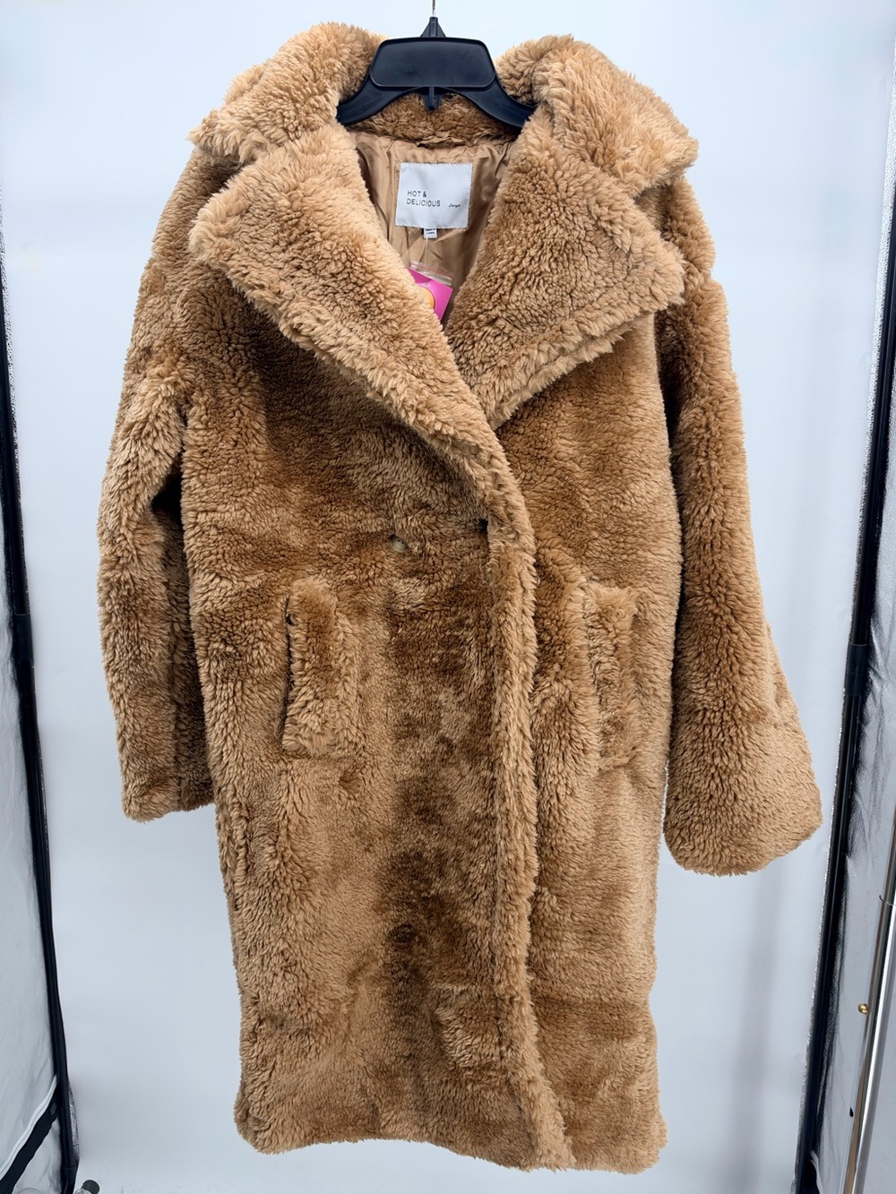 Hot & Delicious Plush Teddy Coat in Camel Brown